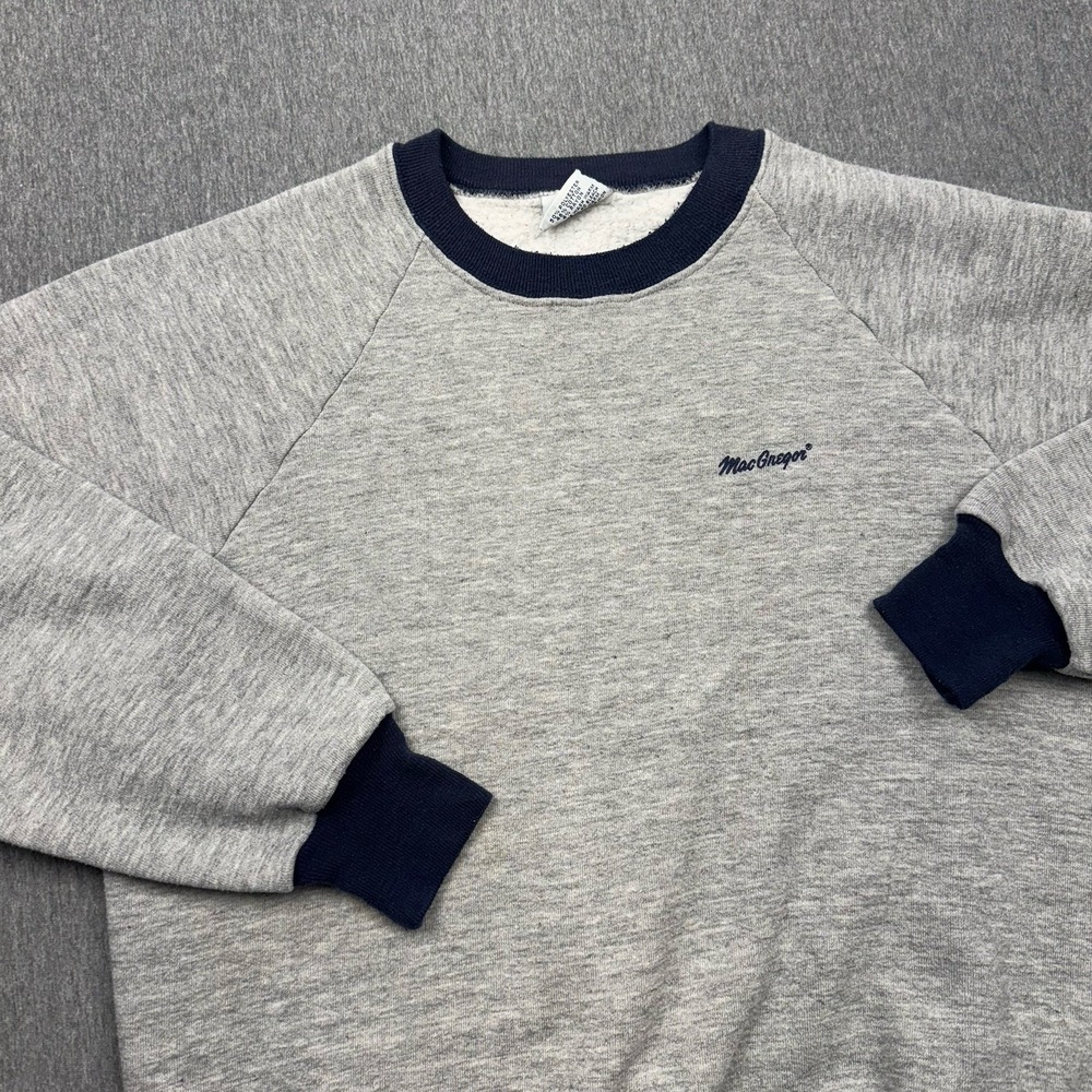MacGregor‎ Sweatshirt Womens Sz L Gray Blue Raglan Crewneck 90s Sweater Vtg